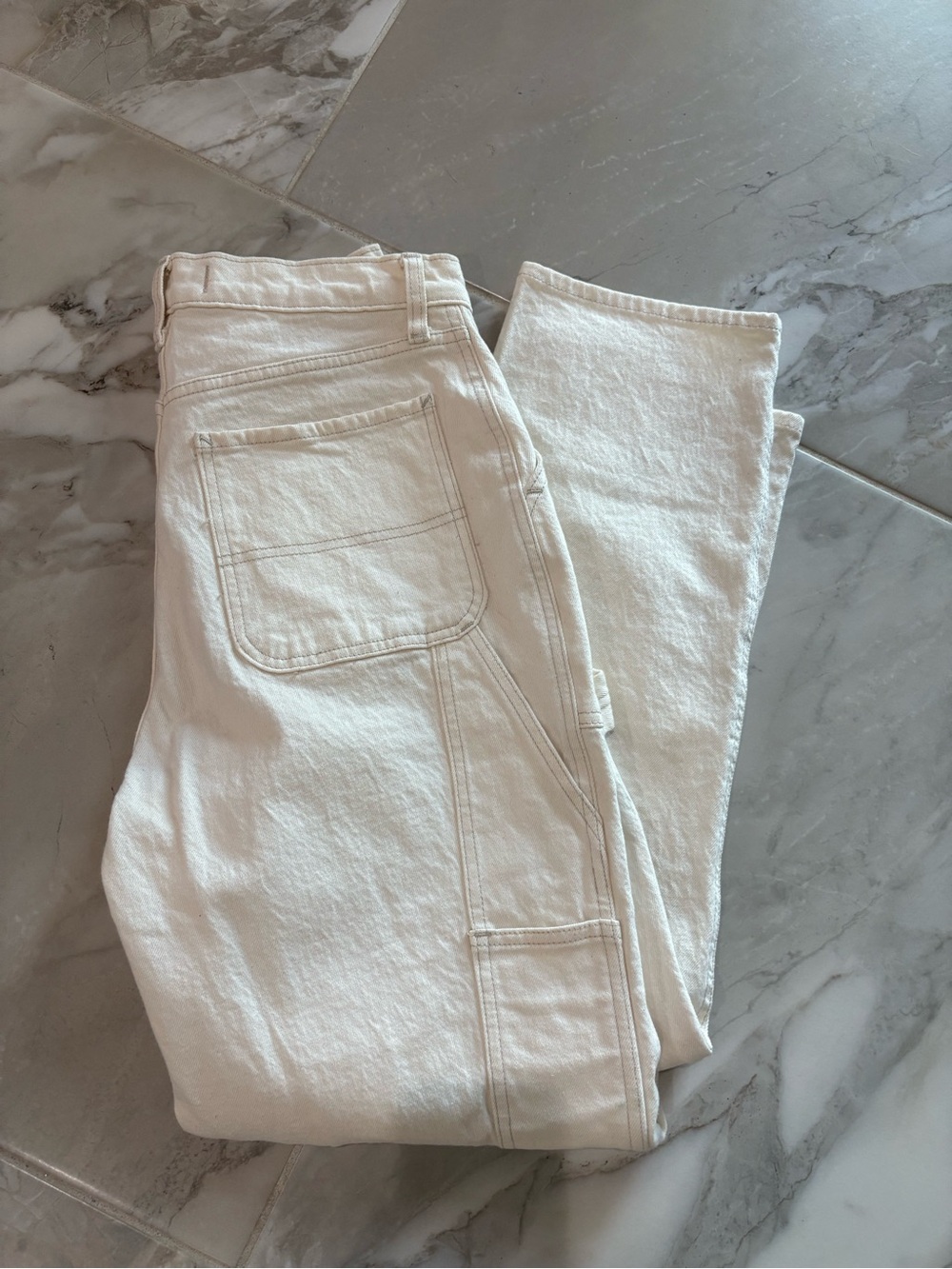 SOLD OUT Abercrombie & Fitch Cream Wide-Leg Utility Jeans - Picture 9 of 10
